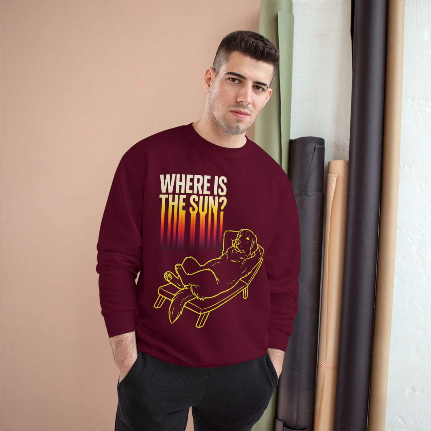 Where is the Sun? Dog Graphic Champion Unisex Crewneck Sweatshirt