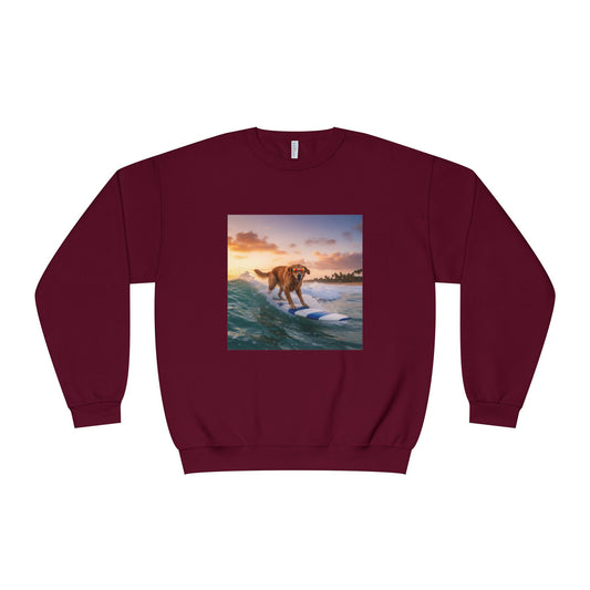 Surfing Dog Graphic Unisex NuBlend Crewneck Sweatshirt style 1