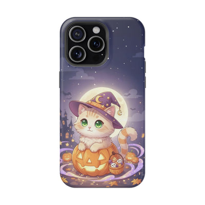 Halloween cute kitten anime style 4 Magnetic Phone Case, Cat Lover Gift, Impact-Resistant iPhone Case, Funny Pet Accessory, Unique Animal Design