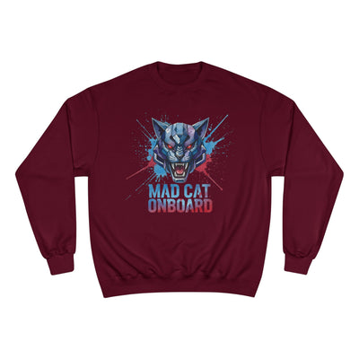 Mad Cat Onboard Graphic style 3 Champion Crewneck Sweatshirt for Gamers & Sci‑Fi Fans