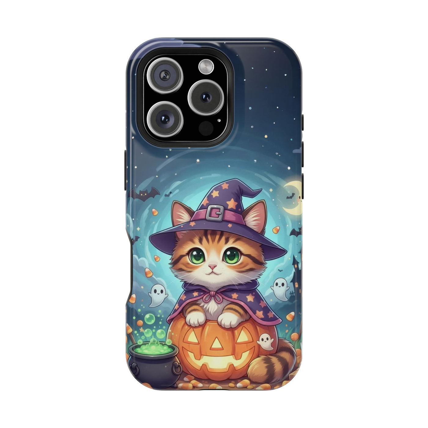 Halloween cute kitten anime style 2 Magnetic Phone Case, Cat Lover Gift, Impact-Resistant iPhone Case, Funny Pet Accessory, Unique Animal Design