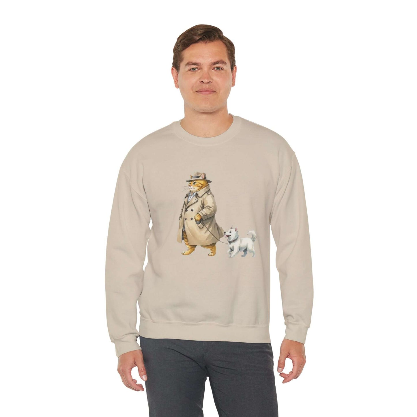 Watercolor Cat & Dog painting unisex Crewneck Sweatshirt style 2