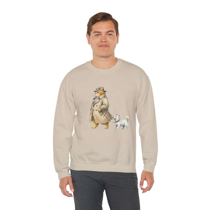 Watercolor Cat & Dog painting unisex Crewneck Sweatshirt style 2