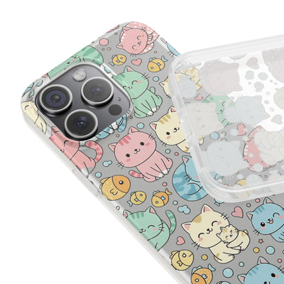 Kawaii Colorful Cat Pattern iPhone 15 / 16 / 17 series Flexi Case