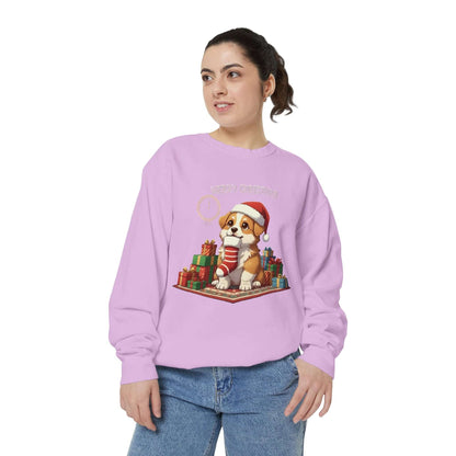 Puppy wait for Christmas presents Unisex Crewneck Sweatshirt style 1