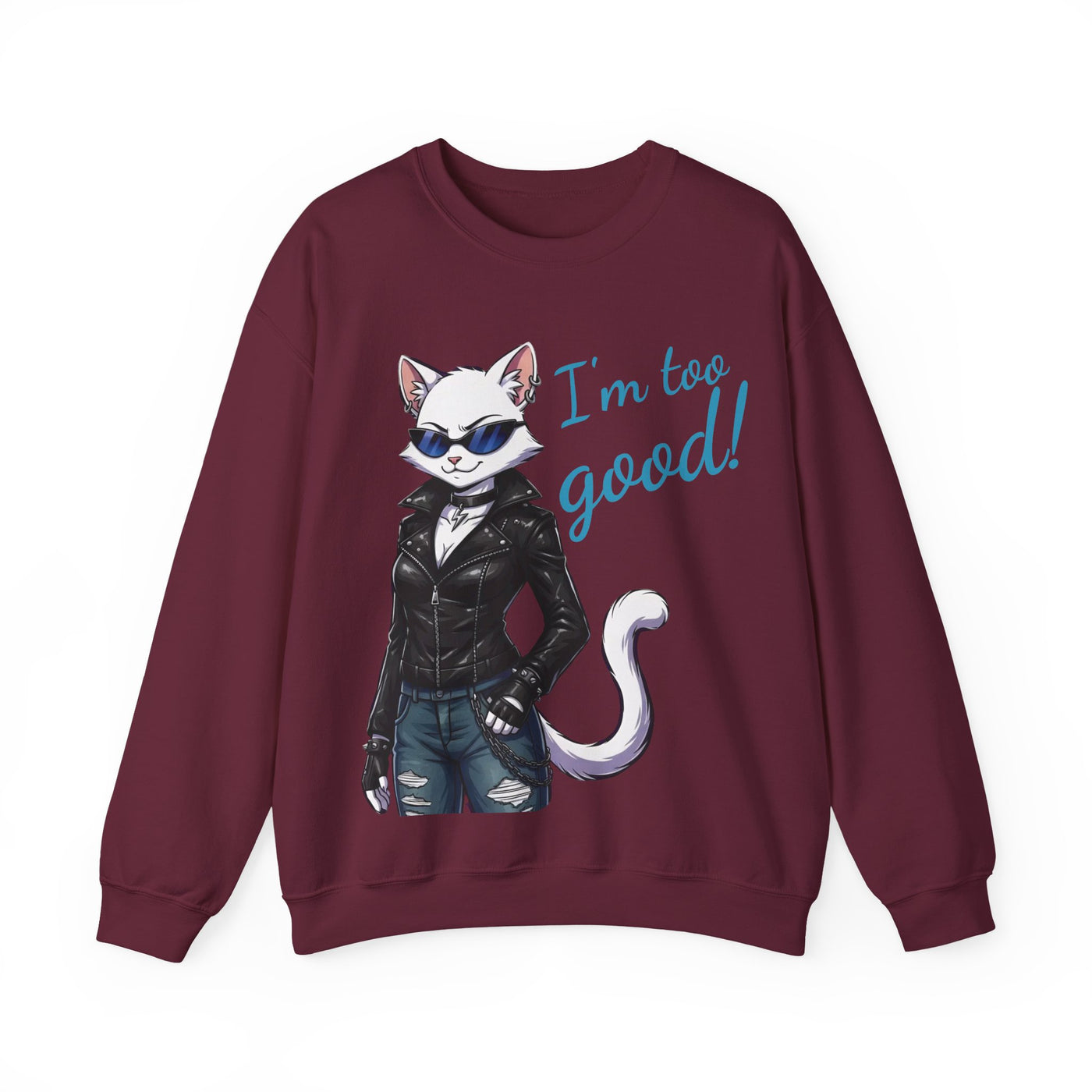 Cool Cat style 3 Unisex Crewneck Sweatshirt | Cozy Gift for Cat Lovers, Casual Wear, Unique Graphic Sweatshirt, Birthday Gift, Everyday Style