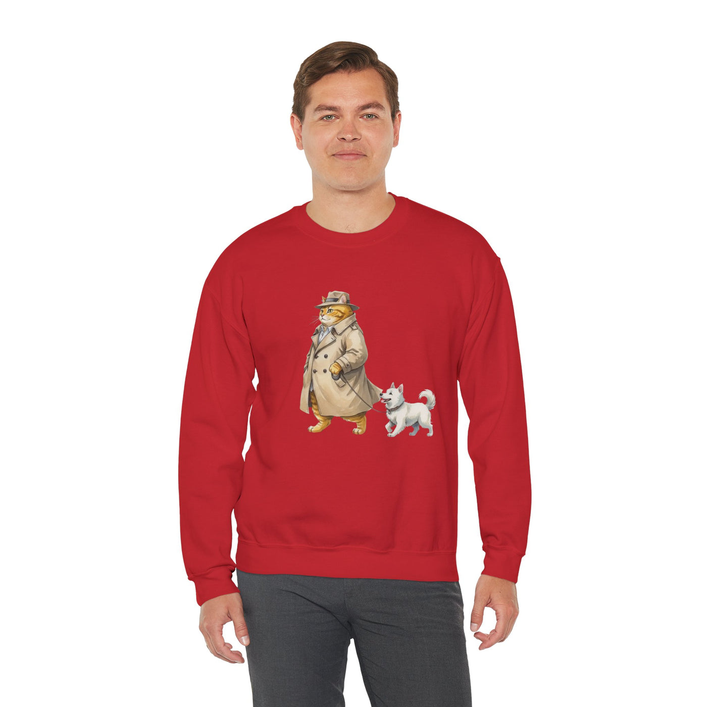 Watercolor painting style 11 Men & Women Cute Cat Pile Crewneck Sweatshirt