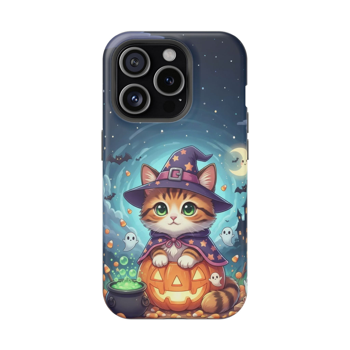 Halloween cute kitten anime style 2 Magnetic Phone Case, Cat Lover Gift, Impact-Resistant iPhone Case, Funny Pet Accessory, Unique Animal Design
