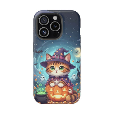 Halloween cute kitten anime style 2 Magnetic Phone Case, Cat Lover Gift, Impact-Resistant iPhone Case, Funny Pet Accessory, Unique Animal Design