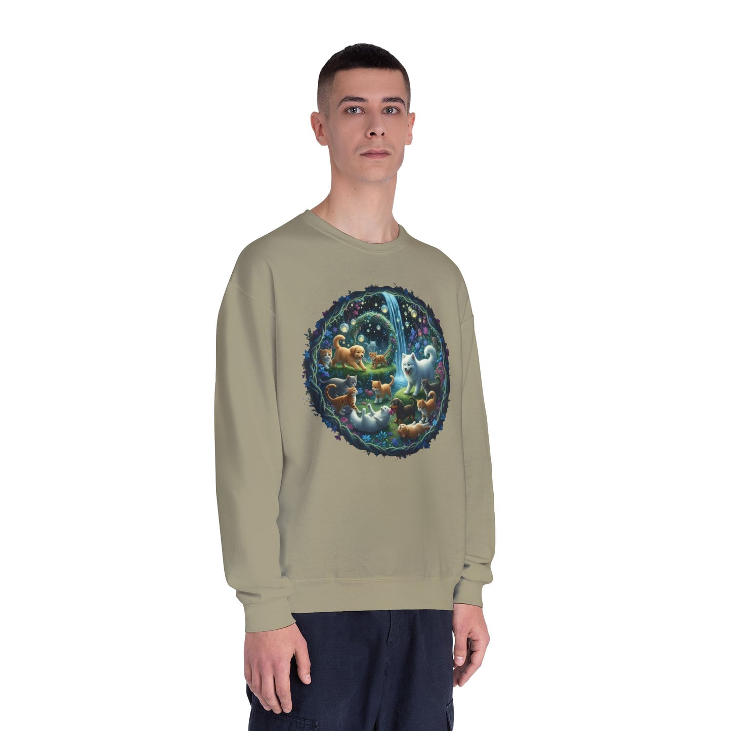 Cats & Dogs Happy Garden Unisex NuBlend Crewneck Sweatshirt style2