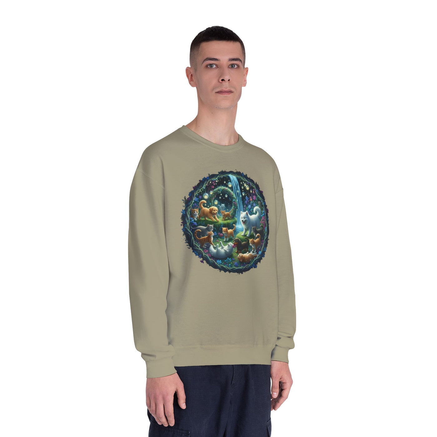 Cats & Dogs Happy Garden Unisex NuBlend® Crewneck Sweatshirt