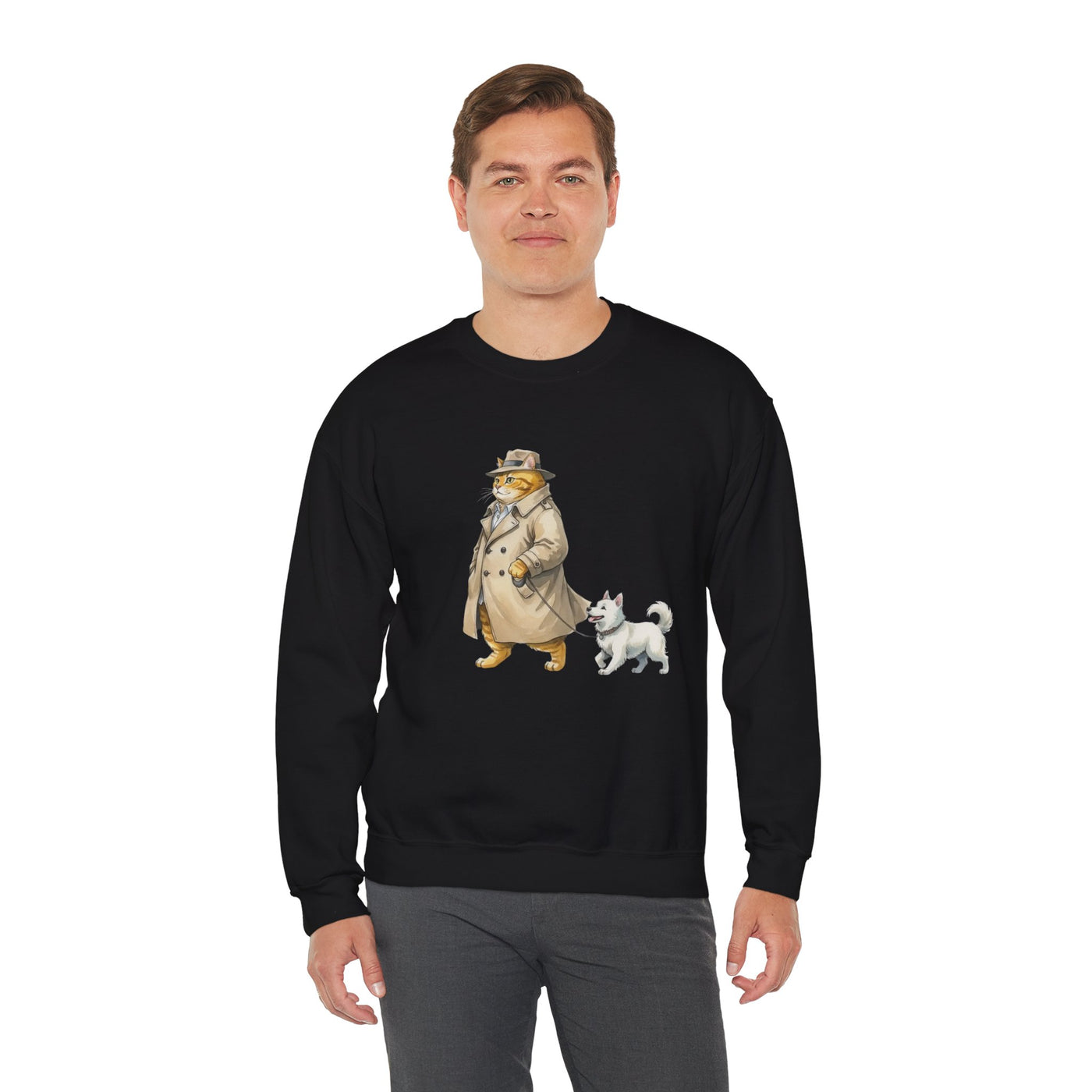 Watercolor painting style 11 Men & Women Cute Cat Pile Crewneck Sweatshirt
