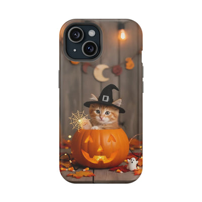 Halloween cute kitten photo style 2 Magnetic Phone Case, Cat Lover Gift, Impact-Resistant iPhone Case, Funny Pet Accessory, Unique Animal Design