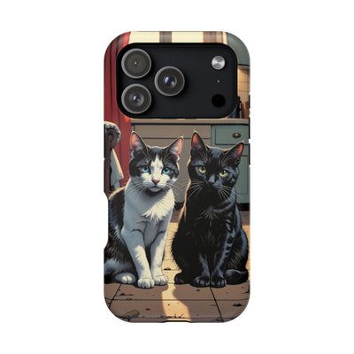 Cute Cats Magnetic Phone Case comic style 2, Cat Lover Gift, Impact-Resistant iPhone Case, Funny Pet Accessory, Unique Animal Design