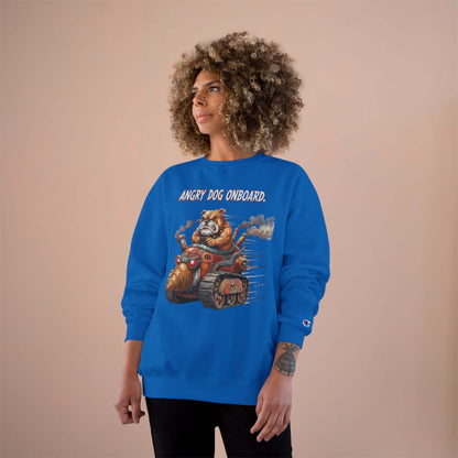 Angry Dog Onboard Graphic Champion Crewneck Sweatshirt style 2