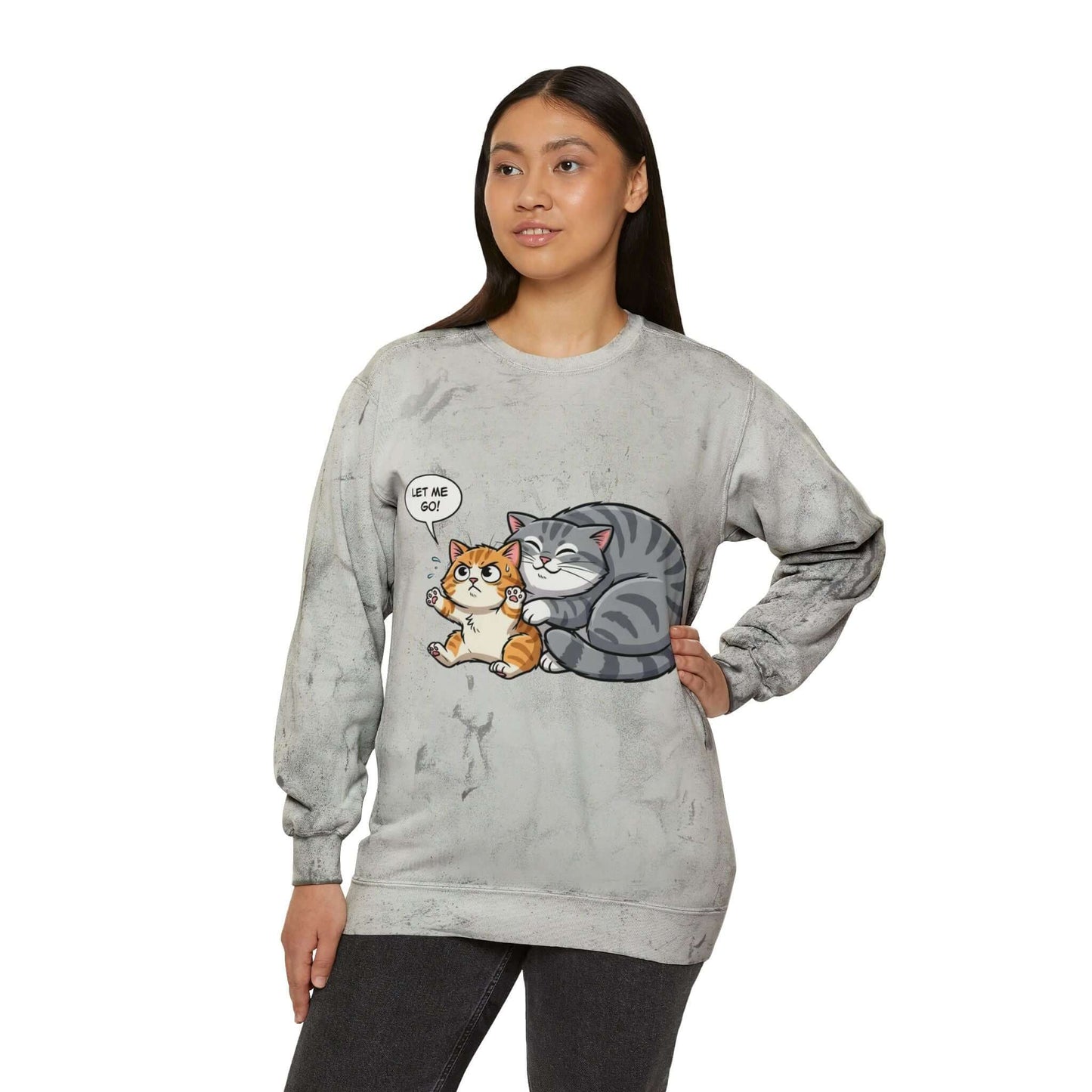 Let Me Go Cat Cozy Crewneck Sweatshirt Tie-Dye style 4