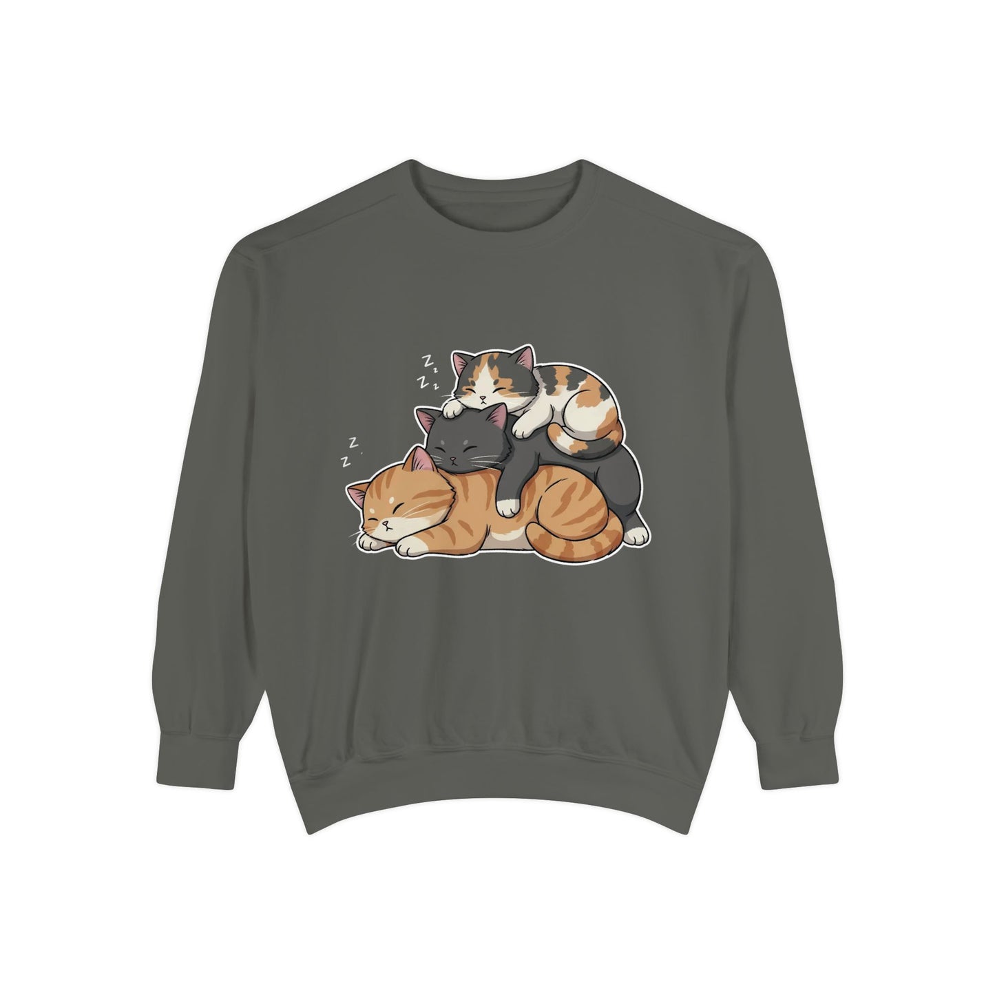 3 Cute Sleeping Cats Cozy Graphic Unisex Crewneck Sweatshirt style 7