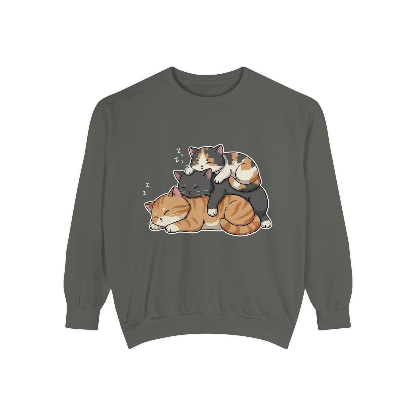 3 Cute Sleeping Cats style 7 Cozy Graphic Unisex Crewneck Sweatshirt