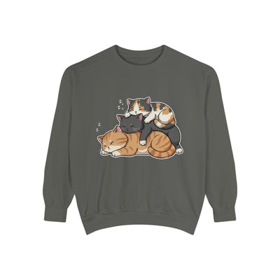 3 Cute Sleeping Cats style 7 Cozy Graphic Unisex Crewneck Sweatshirt