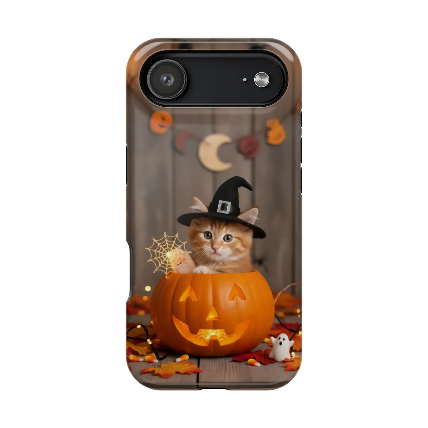 Halloween cute kitten photo style 2 Magnetic Phone Case, Cat Lover Gift, Impact-Resistant iPhone Case, Funny Pet Accessory, Unique Animal Design