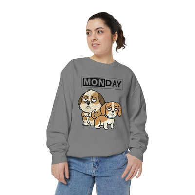 Monday Face Dog Stares Blankly Unisex Crewneck Sweatshirt style 1
