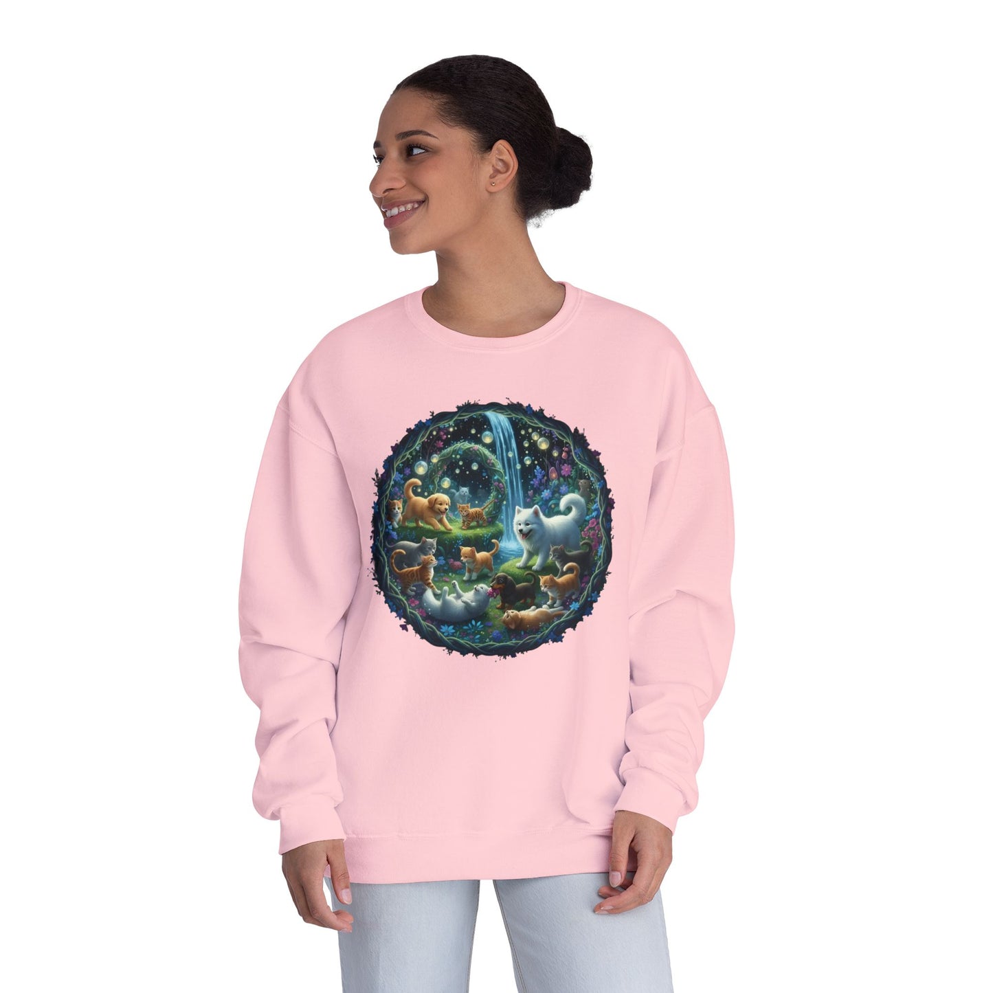 Cats & Dogs Happy Garden Unisex NuBlend Crewneck Sweatshirt style2