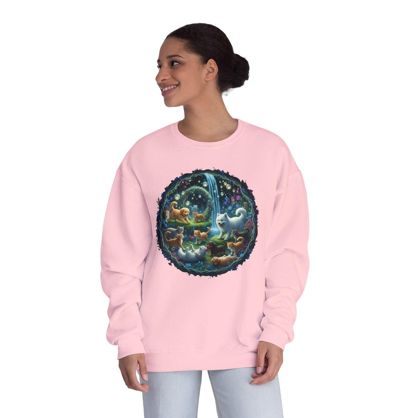 Cats & Dogs Happy Garden Unisex NuBlend® Crewneck Sweatshirt