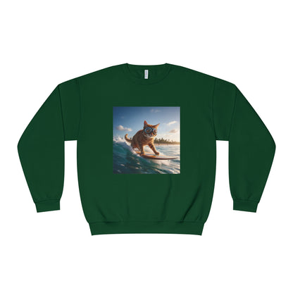 Surfing Cat Unisex NuBlend Crewneck Sweatshirt style 1