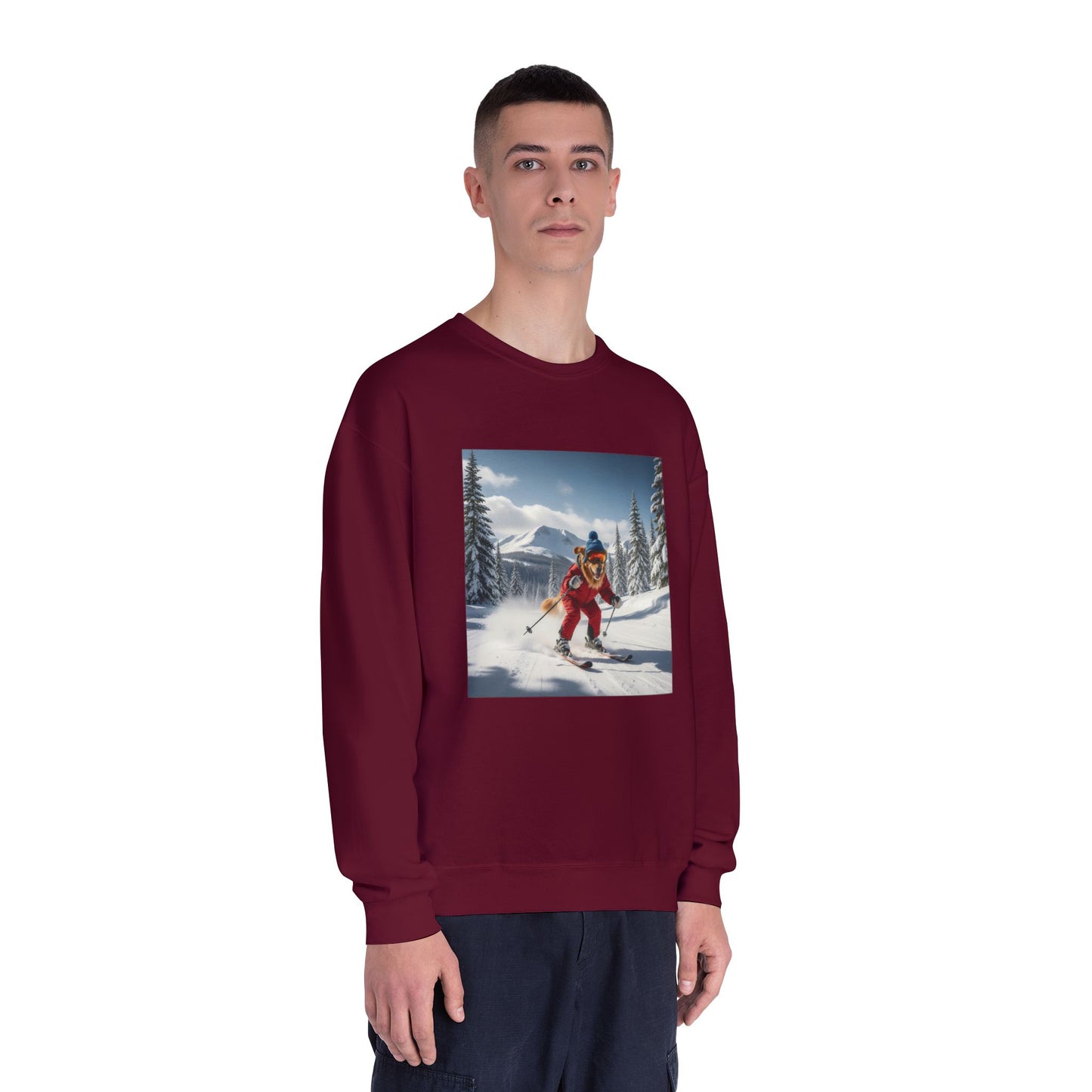 Skiing Dog Graphic Unisex NuBlend Crewneck Sweatshirt