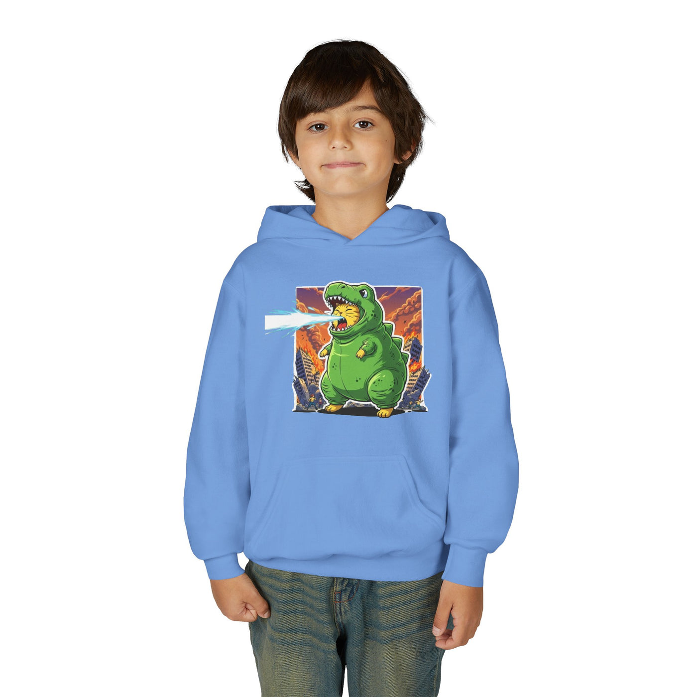 Cat cosplay Godzilla style 3 Unisex Kids Hoodie - Fun & Cozy Heavy Blend Sweatshirt with Cute Design
