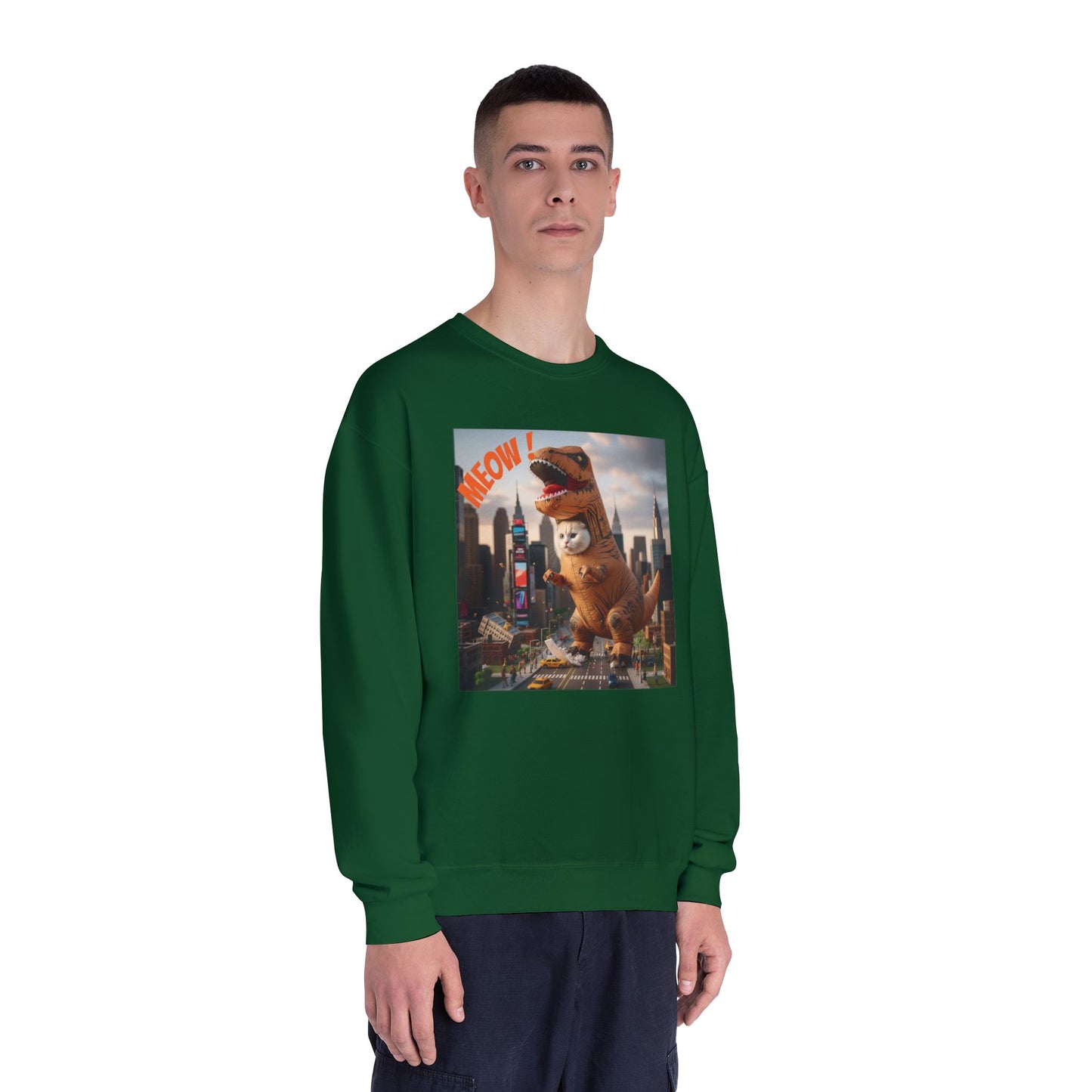 Tyrannosaurus Cat in city Unisex NuBlend Sweatshirt style 1