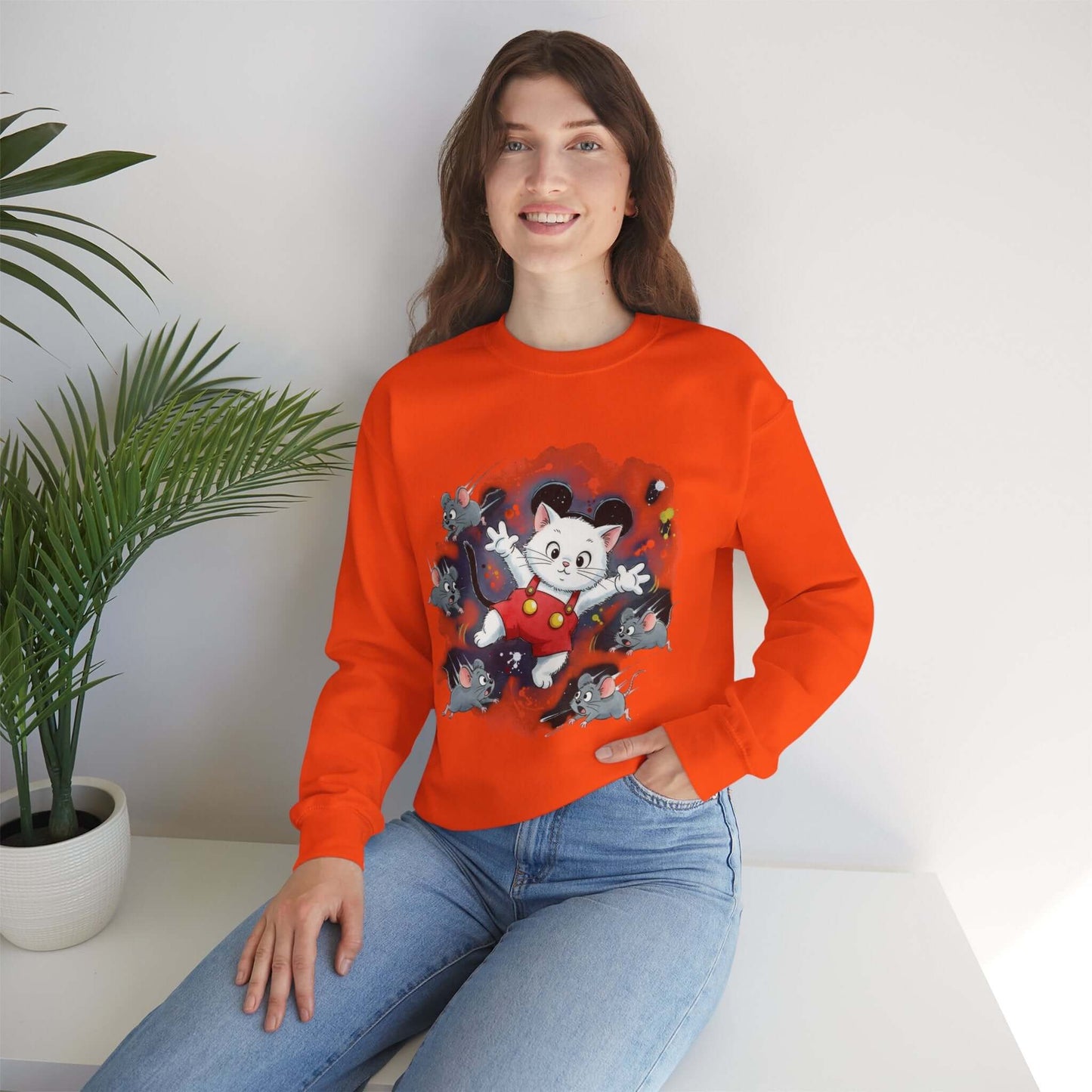 Watercolor Cat painting Unisex Crewneck Sweatshirt style 2