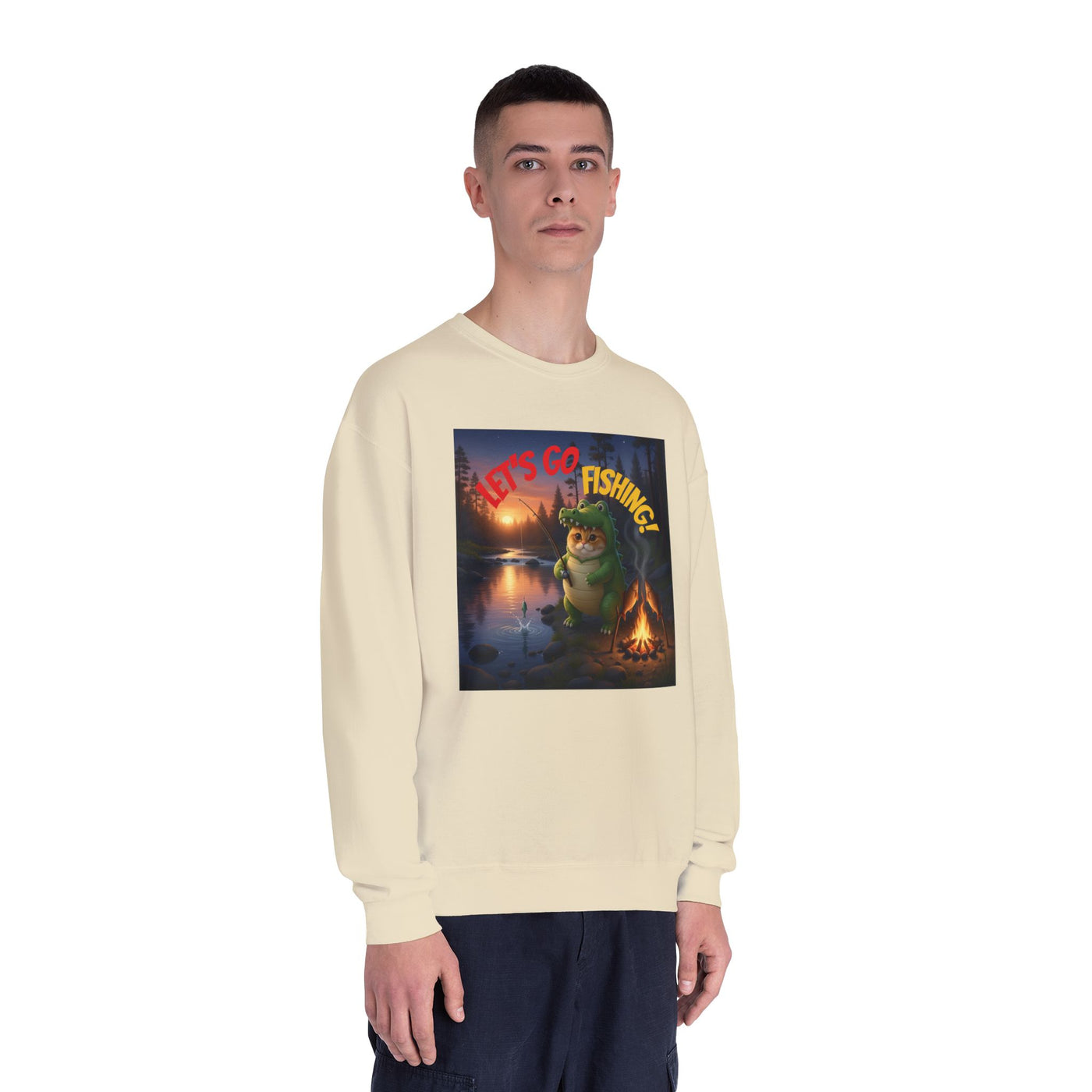 Crocodile Cat Fishing style 2 Unisex NuBlend® Crewneck Sweatshirt