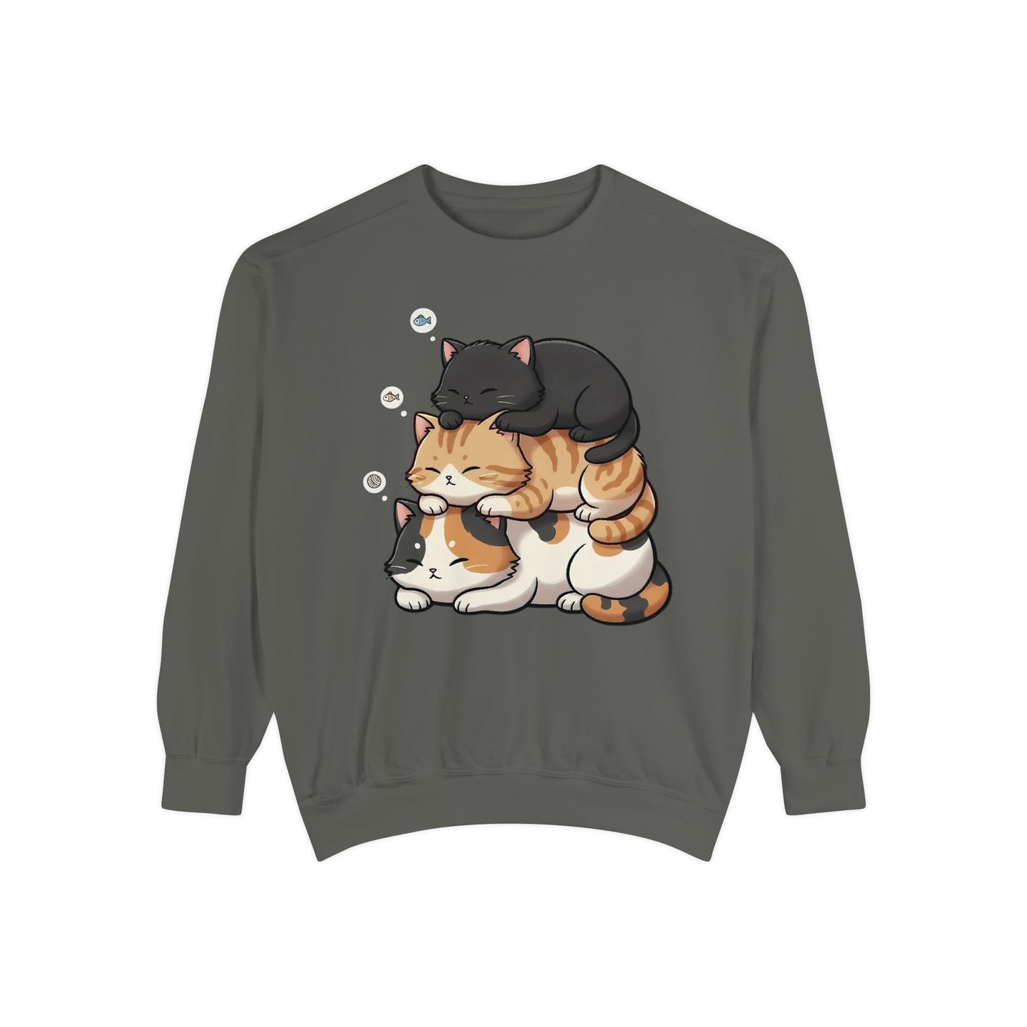 3 Cute Sleeping Cats Cozy Graphic Unisex Crewneck Sweatshirt style 8