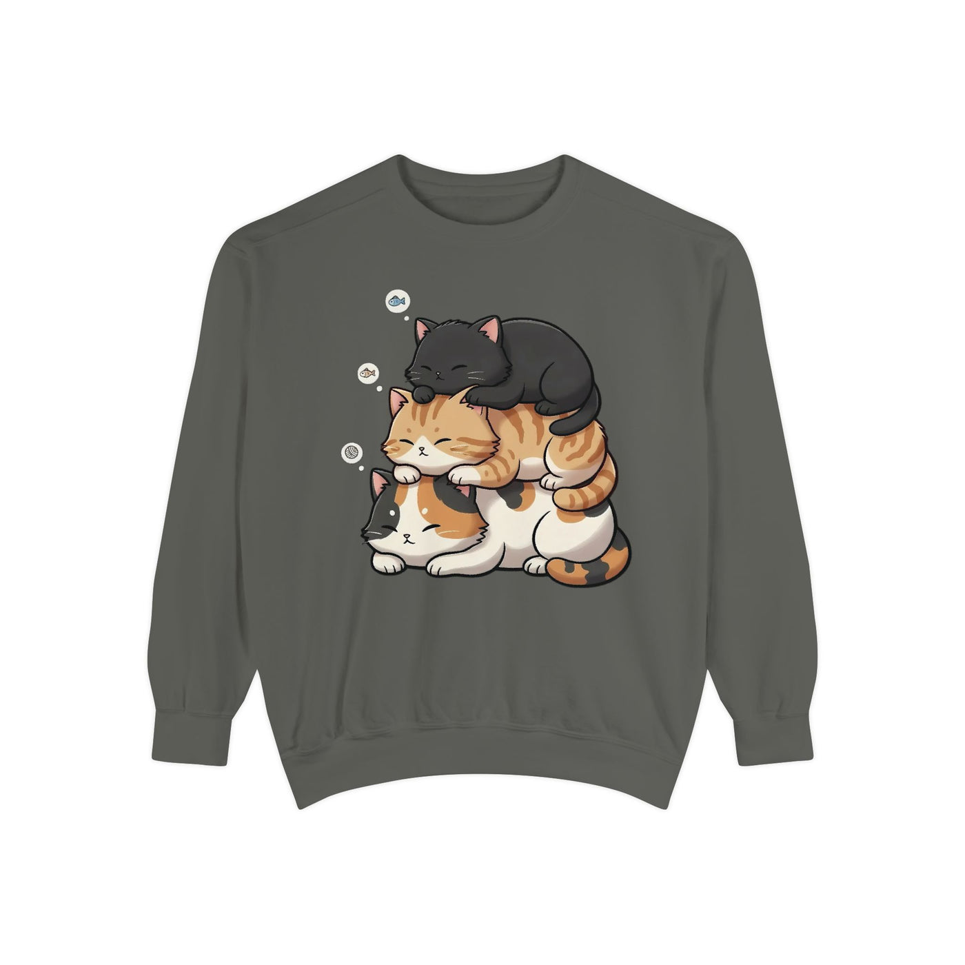 3 Cute Sleeping Cats style 8 Cozy Graphic Unisex Crewneck Sweatshirt