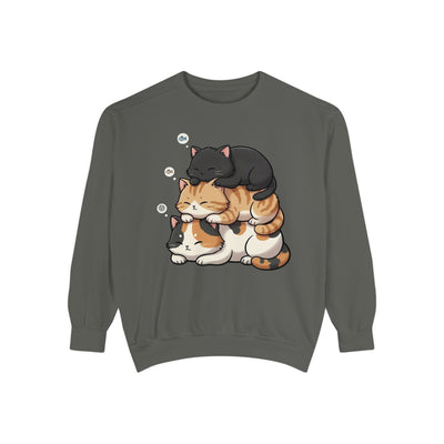 3 Cute Sleeping Cats style 8 Cozy Graphic Unisex Crewneck Sweatshirt