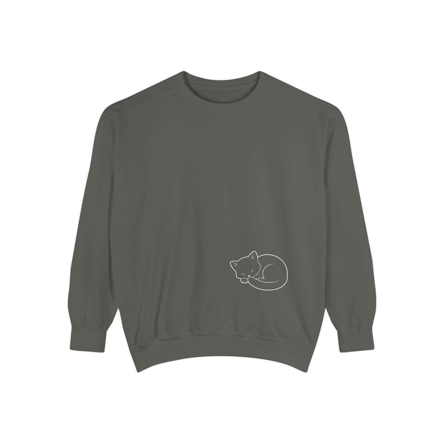 Sleeping cat shadow Graphic Unisex Crewneck Sweatshirt style 1 White