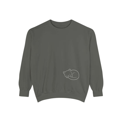 Sleeping cat shadow Graphic Unisex Crewneck Sweatshirt style 1 White