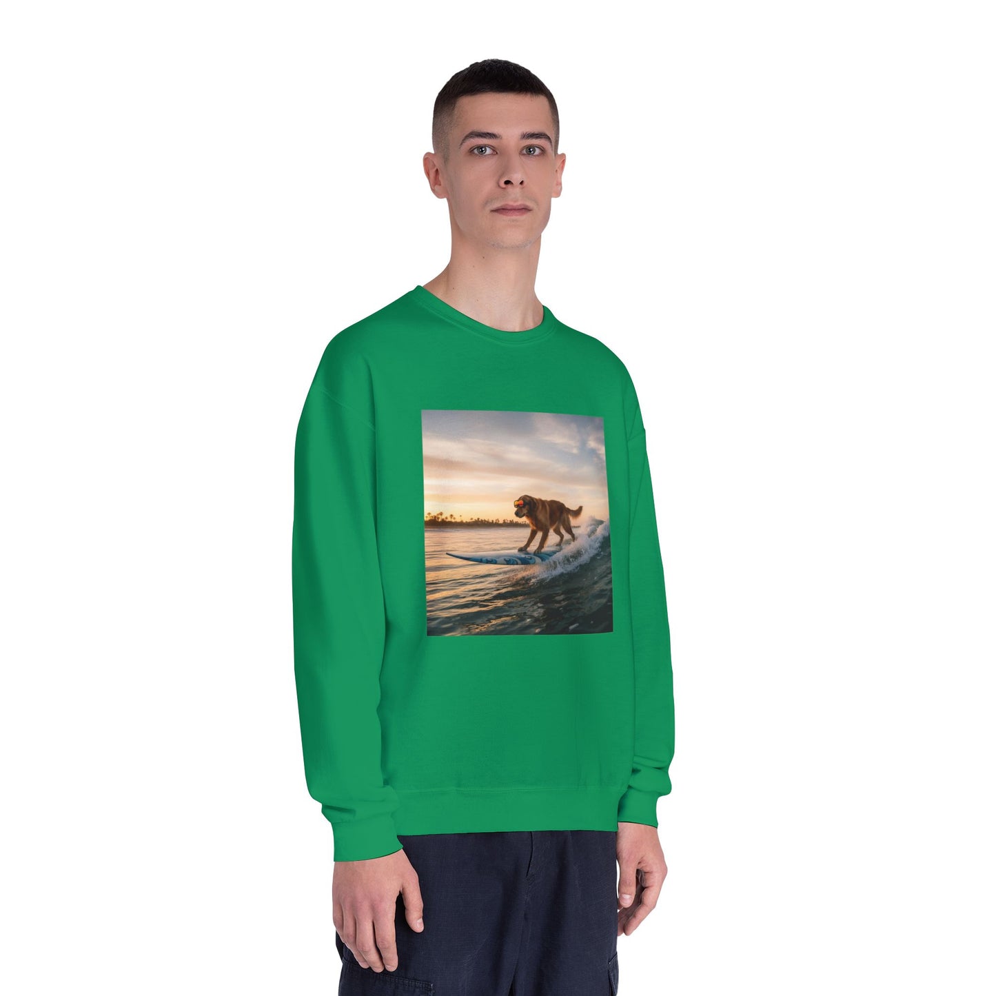 Surfing Dog Graphic Unisex NuBlend Crewneck Sweatshirt style 2
