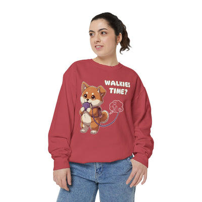 Cute Dog Walk Time style 3 Cozy Graphic Unisex Crewneck Sweatshirt