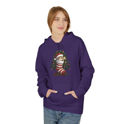 Kitten hiding in Christmas stocking Unisex Fleece Hoodie style 3