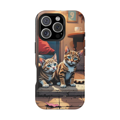 Cute Cats Magnetic Phone Case comic style 1, Cat Lover Gift, Impact-Resistant iPhone Case, Funny Pet Accessory, Unique Animal Design