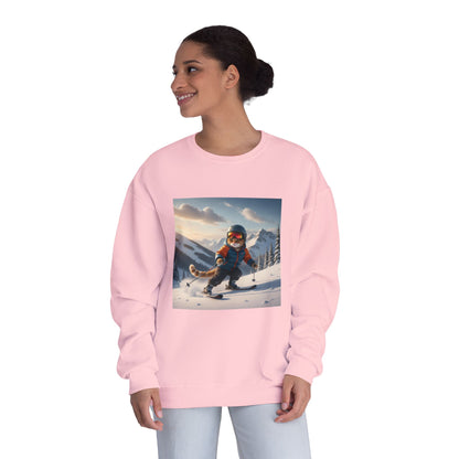 Skiing Cat Graphic Unisex NuBlend Crewneck Sweatshirt