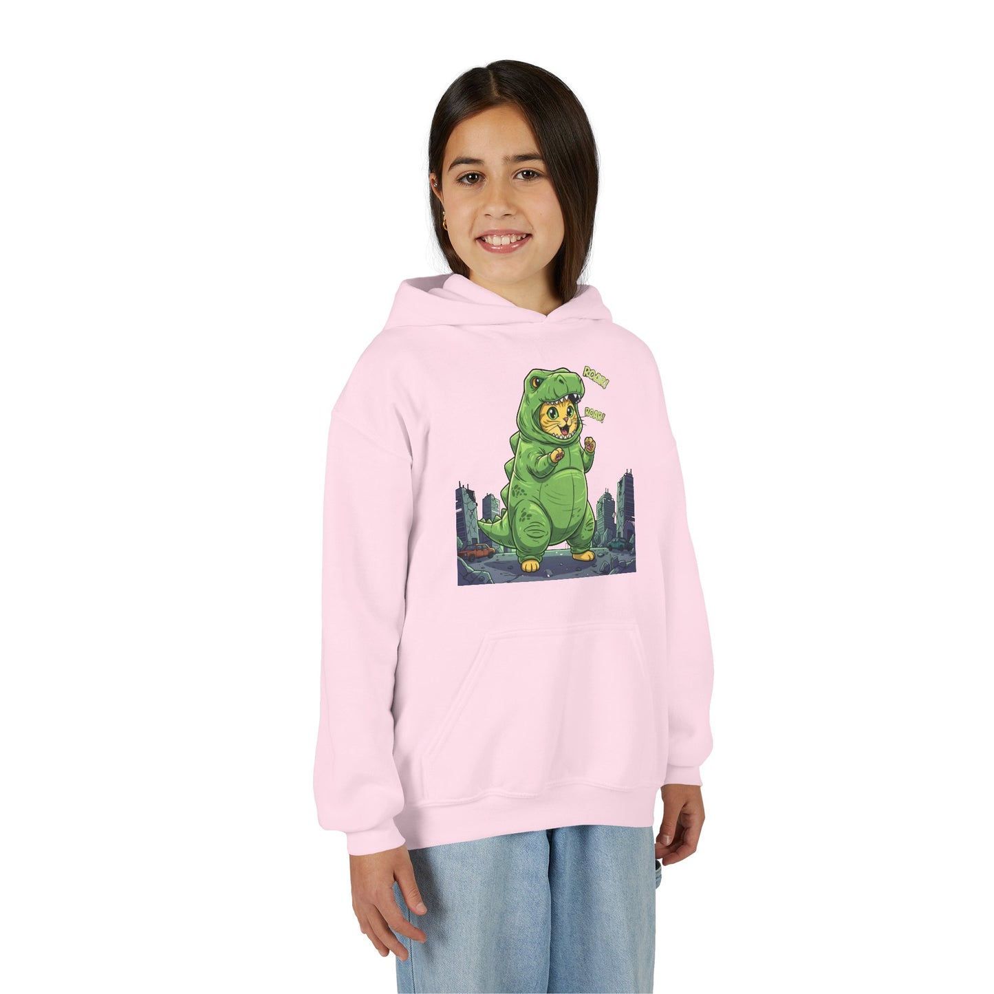 Cat cosplay Godzilla Unisex Kids Hoodie style 2