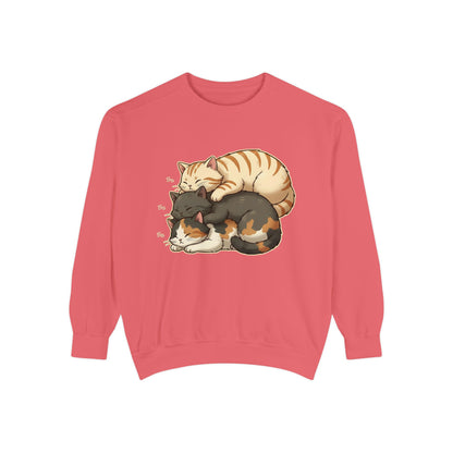 3 Cute Sleeping Cats Cozy Graphic Unisex Crewneck Sweatshirt style 4
