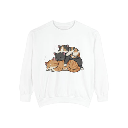3 Cute Sleeping Cats Cozy Graphic Unisex Crewneck Sweatshirt style 7