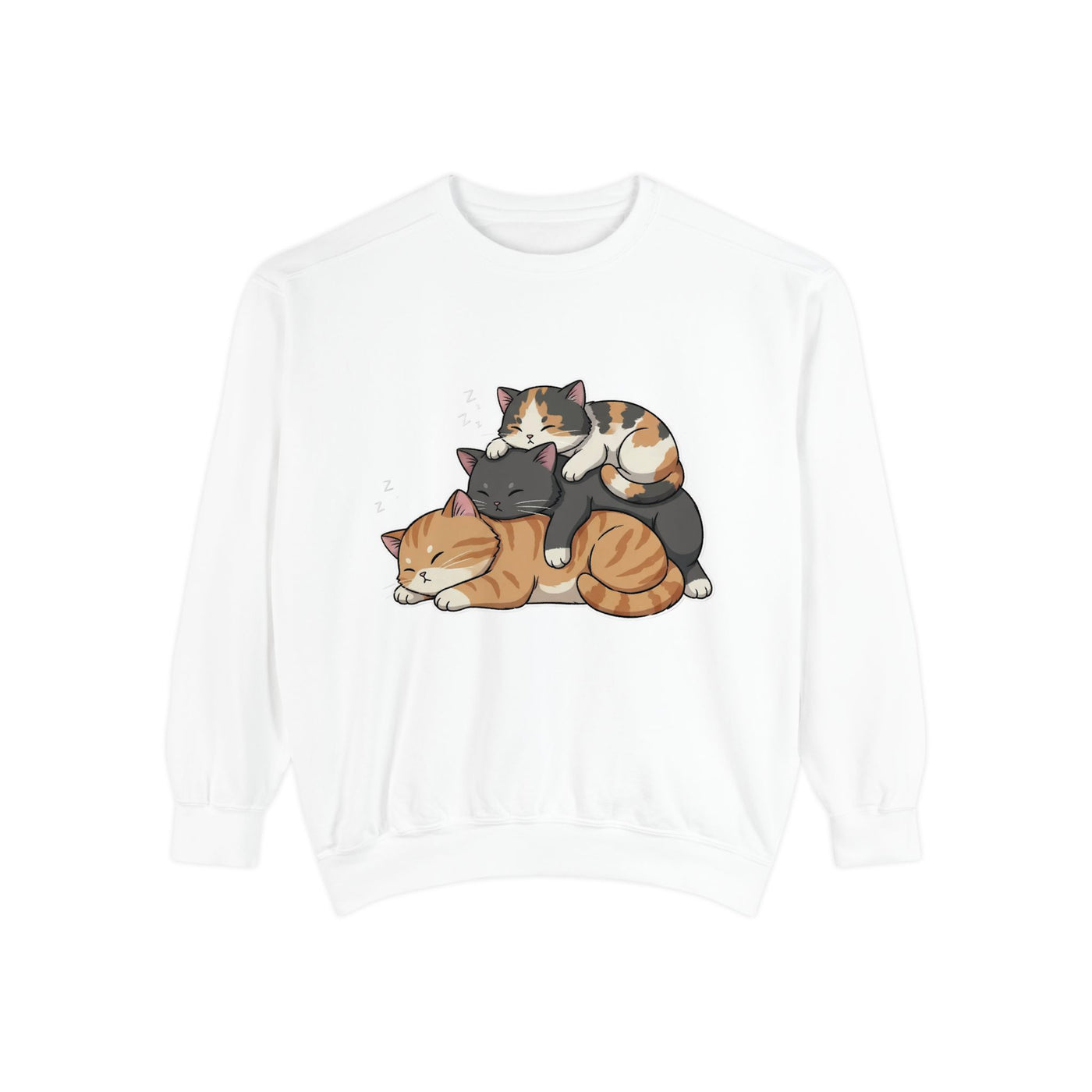 3 Cute Sleeping Cats style 7 Cozy Graphic Unisex Crewneck Sweatshirt