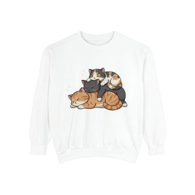 3 Cute Sleeping Cats style 7 Cozy Graphic Unisex Crewneck Sweatshirt
