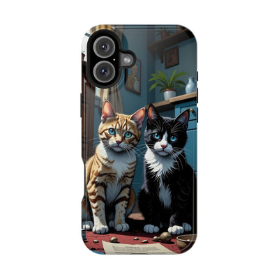 Cute Cats Magnetic Phone Case comic style 4, Cat Lover Gift, Impact-Resistant iPhone Case, Funny Pet Accessory, Unique Animal Design