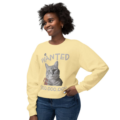 WANTED Cat Poster Design Unisex Crewneck Sweatshirt